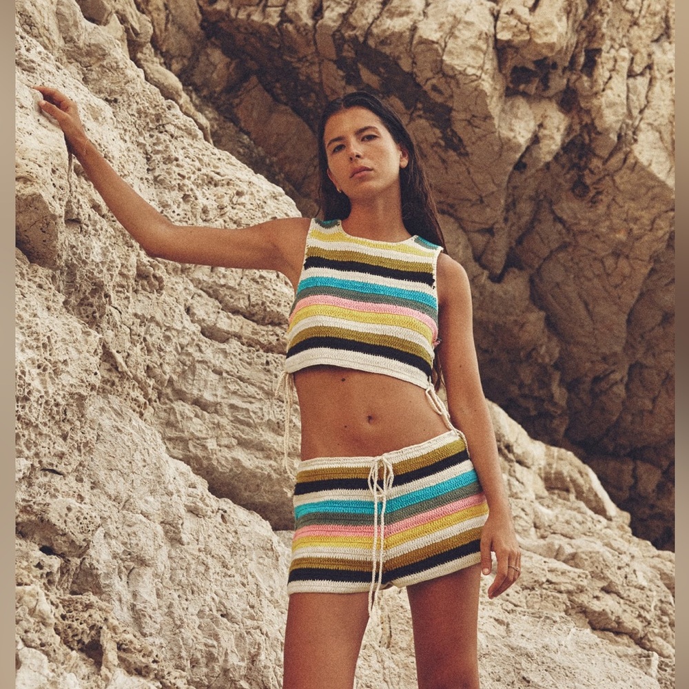 ZARA STRIPED CROCHETED TOP